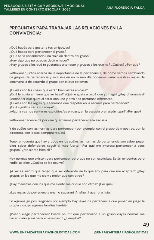 PEDAGOGÍA SISTÉMICA Y ABORDAJE EMOCIONAL TALLERES EN CONTEXTO ESCOLAR. 2025 - Imagen 4